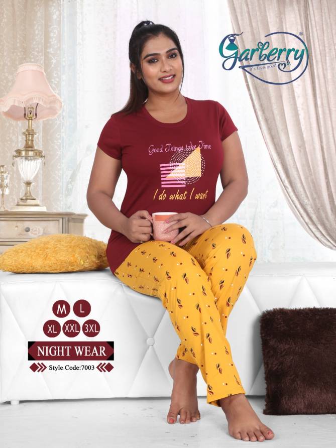 Garberry 7 New Designer Cotton Lycra Night Suits Collection